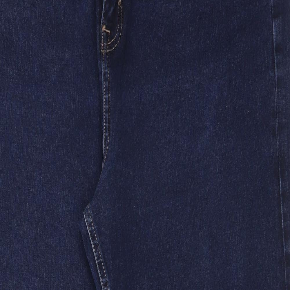 M&S Womens Blue  Cotton Straight Jeans Size 20 L30 in Regular