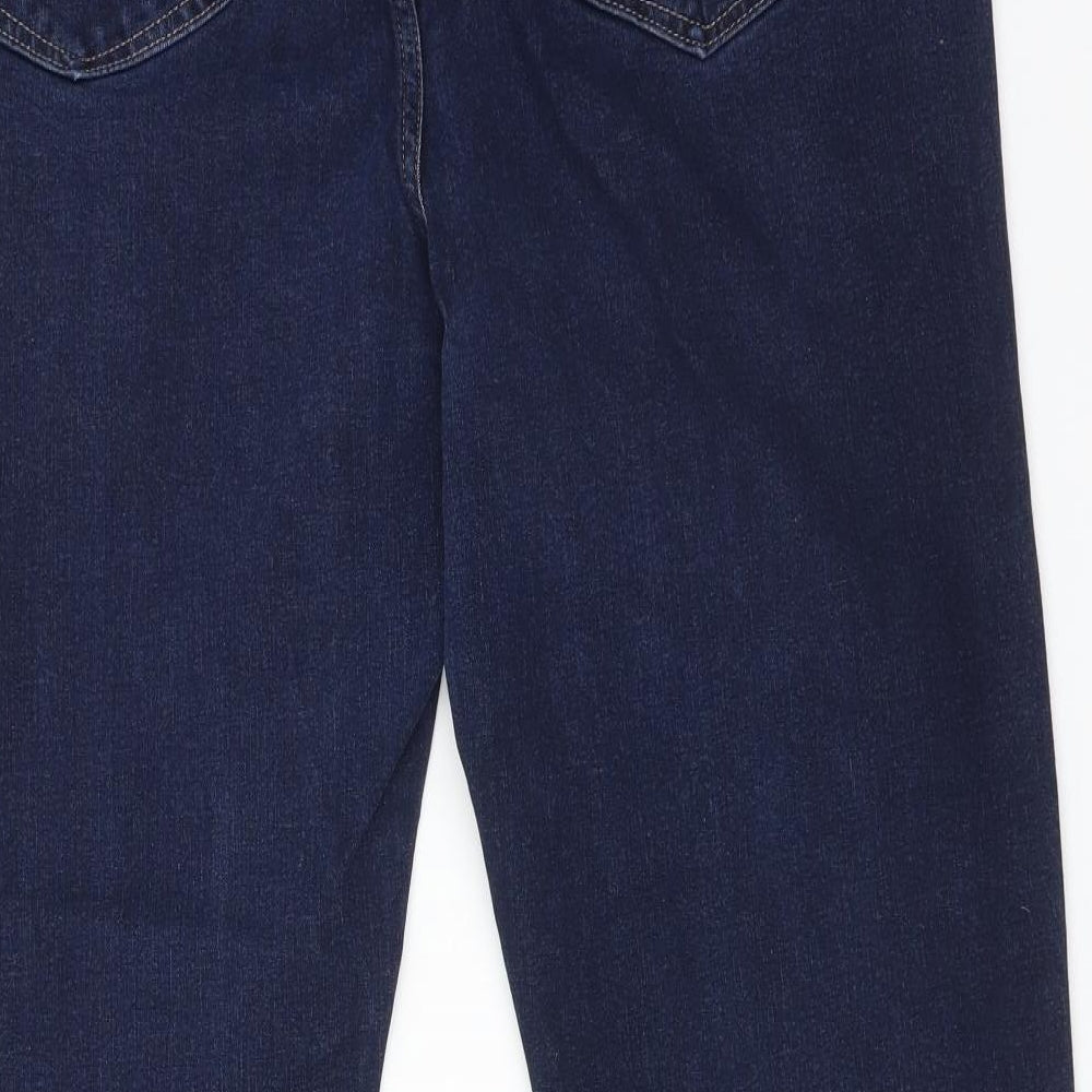 M&S Womens Blue  Cotton Straight Jeans Size 20 L30 in Regular