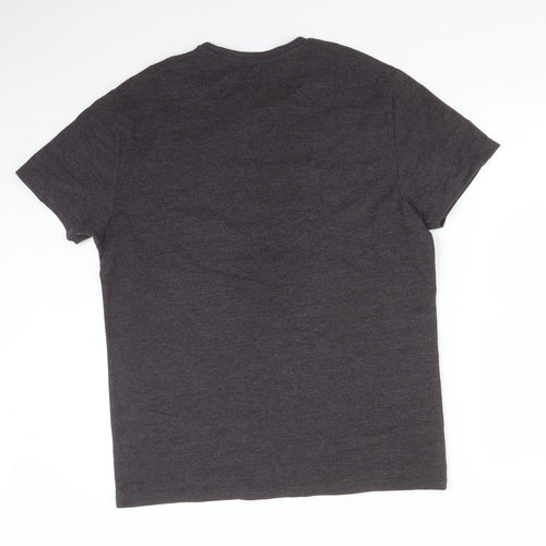 TU Mens Purple  Cotton  T-Shirt Size L Round Neck