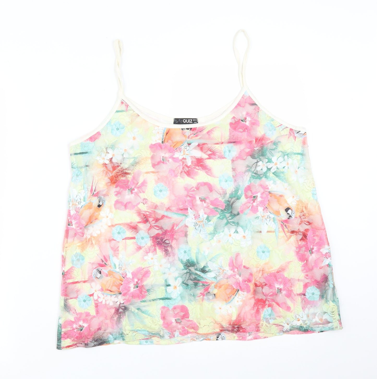 Quiz Womens Multicoloured Floral Polyester Camisole T-Shirt Size 16 Round Neck