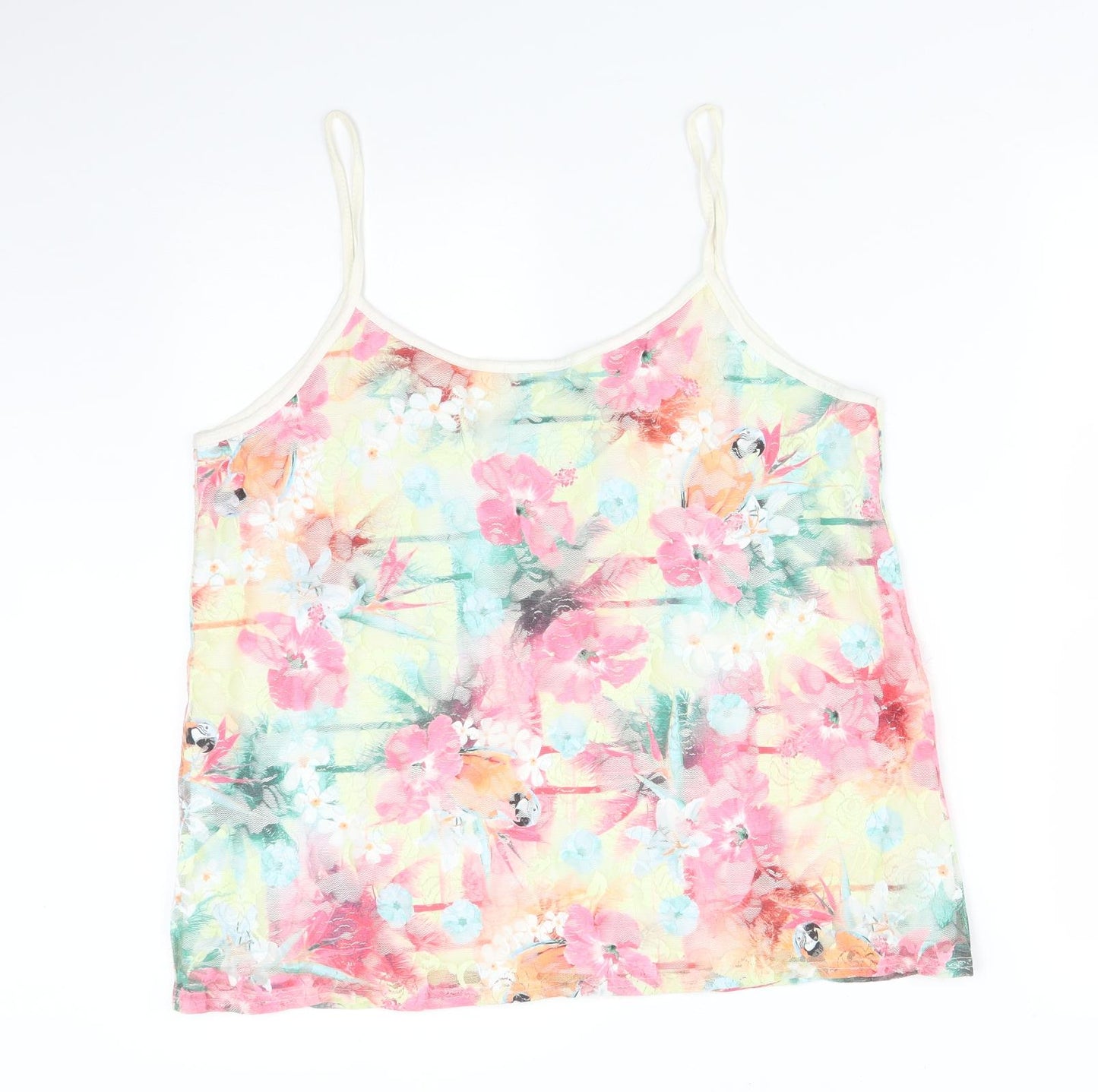 Quiz Womens Multicoloured Floral Polyester Camisole T-Shirt Size 16 Round Neck
