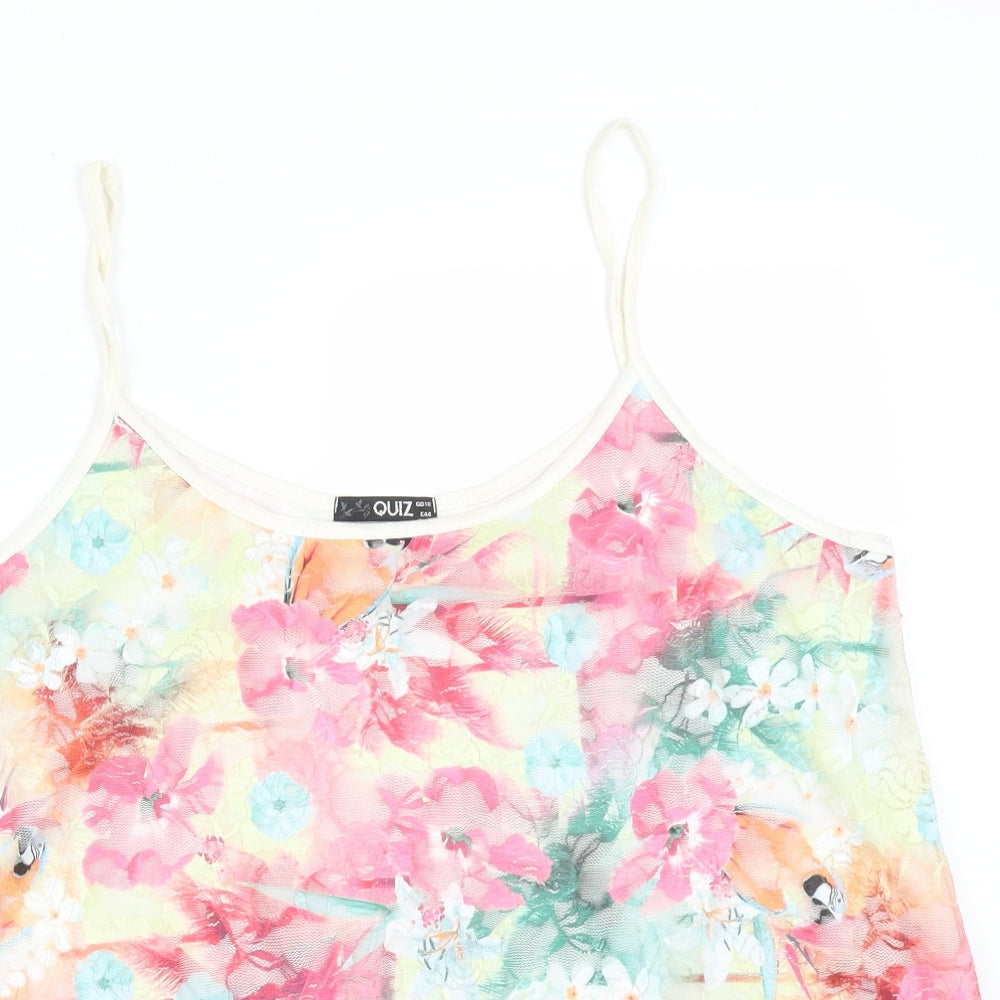 Quiz Womens Multicoloured Floral Polyester Camisole T-Shirt Size 16 Round Neck