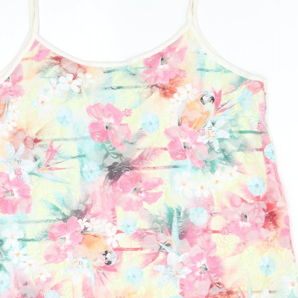 Quiz Womens Multicoloured Floral Polyester Camisole T-Shirt Size 16 Round Neck