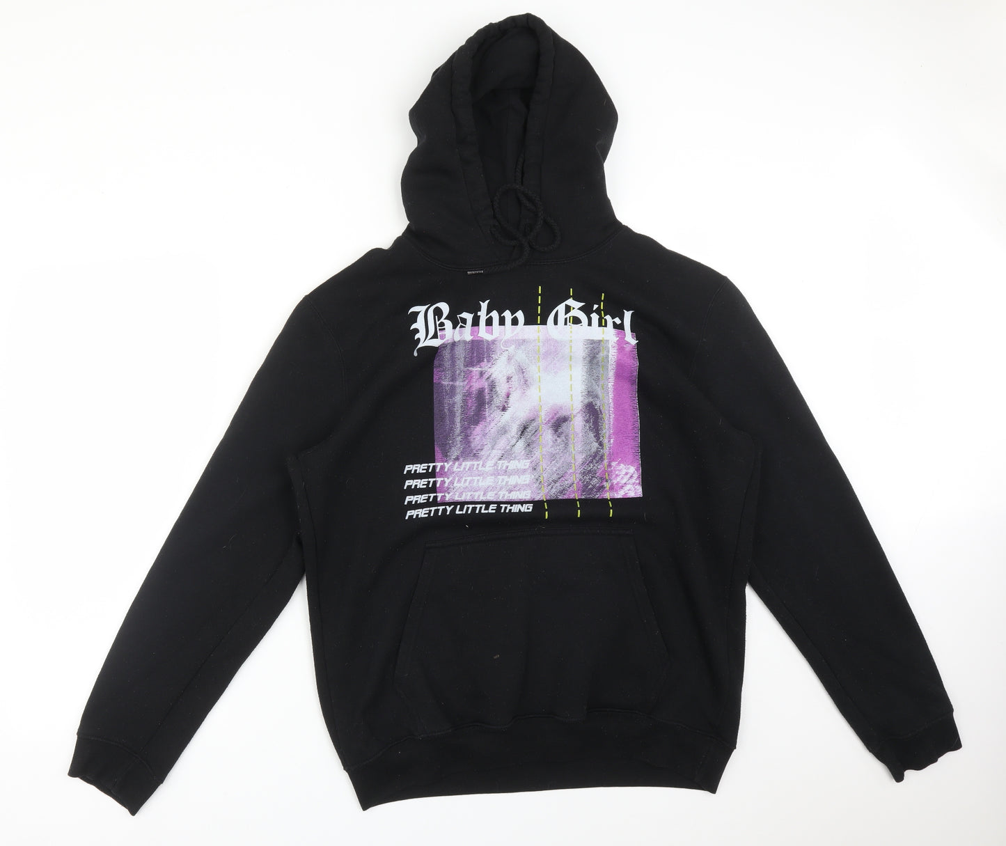 PRETTYLITTLETHING Womens Black  Cotton Pullover Hoodie Size M   - BABY GIRL. PRETTY LITTLE THING