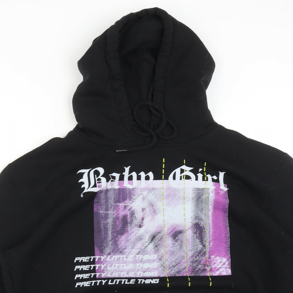PRETTYLITTLETHING Womens Black  Cotton Pullover Hoodie Size M   - BABY GIRL. PRETTY LITTLE THING