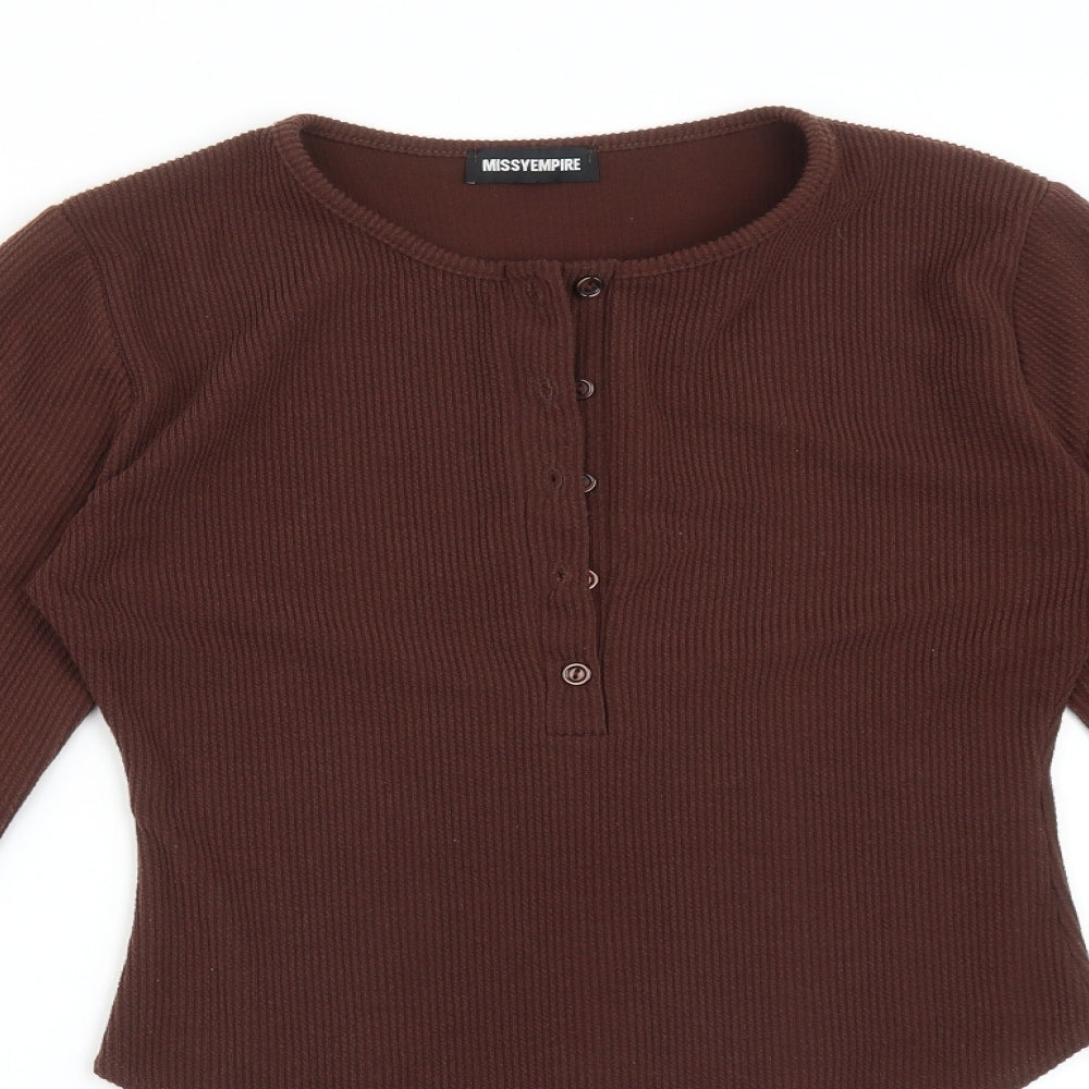 MISSYEMPIRE Womens Brown Striped Polyester Bodysuit One-Piece Size 14
