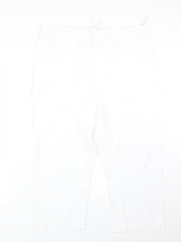 ISLE Womens White  Cotton Trousers  Size 16 L21 in Regular