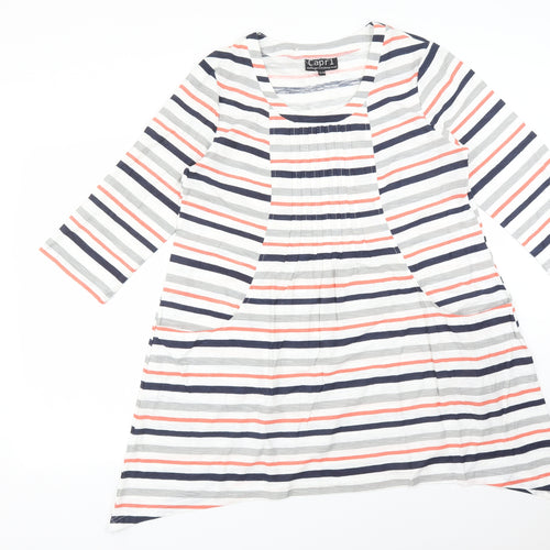Capri Womens Multicoloured Striped  Basic T-Shirt Size M Scoop Neck