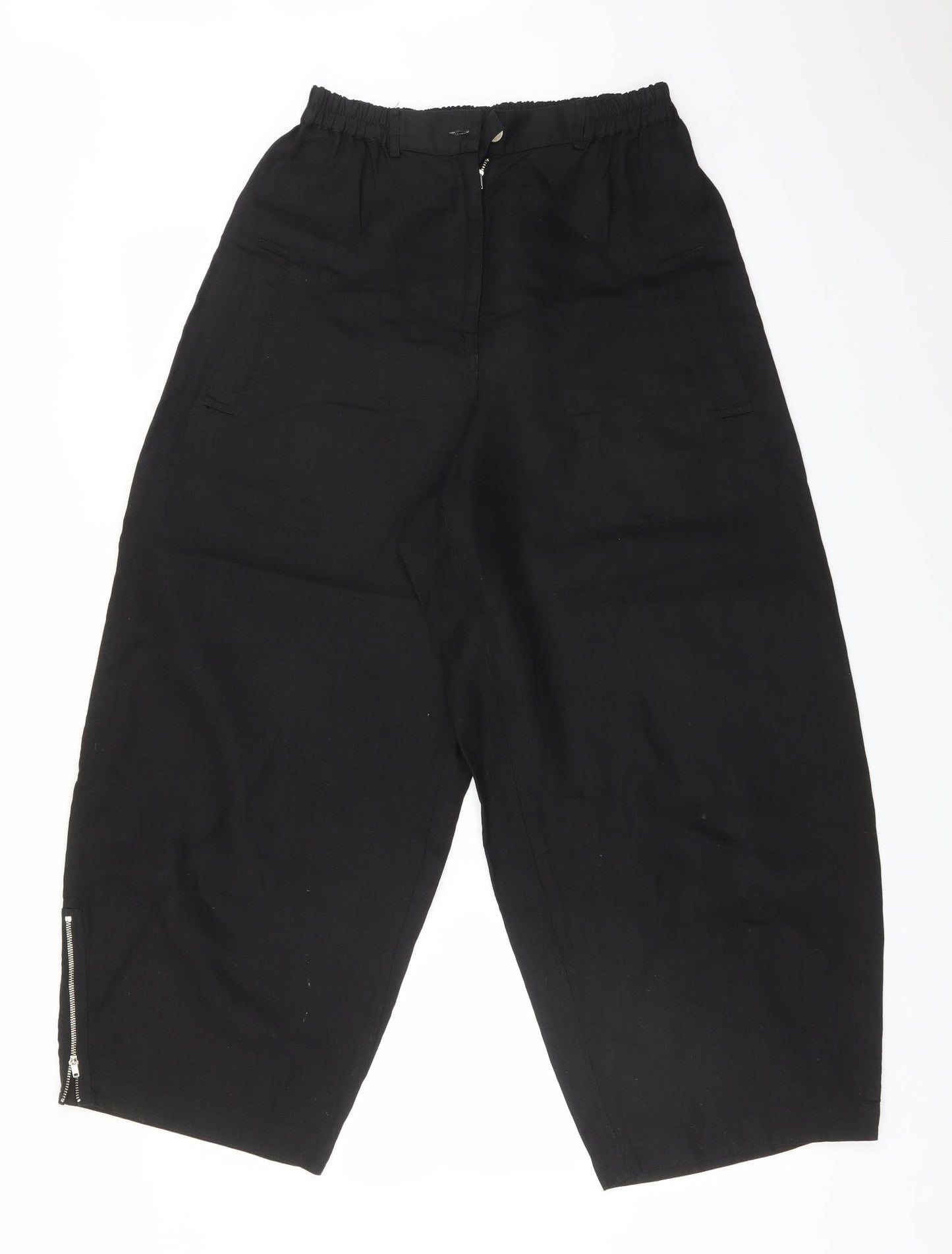 YACCOMARICARD Womens Black  Linen Bloomer Trousers Size 24 L26 in Regular