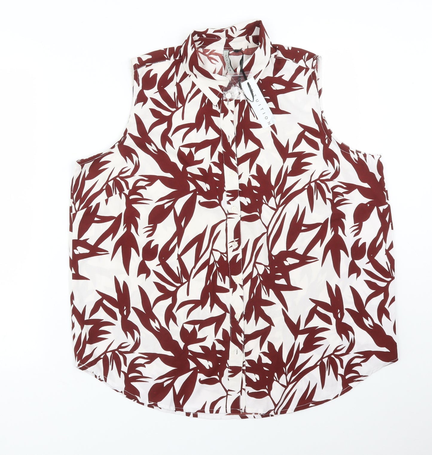 INTUITION Womens Multicoloured Geometric Polyester Basic Button-Up Size 18 Collared