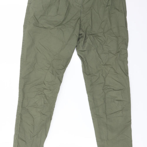 H&M Womens Green  Cotton Chino Trousers Size 4 L28 in Regular