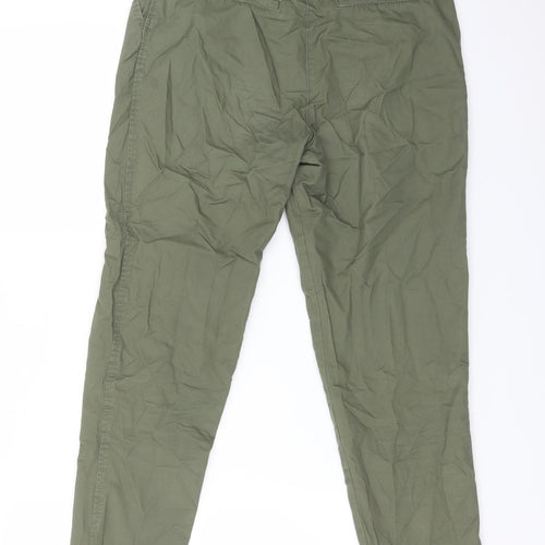 H&M Womens Green  Cotton Chino Trousers Size 4 L28 in Regular