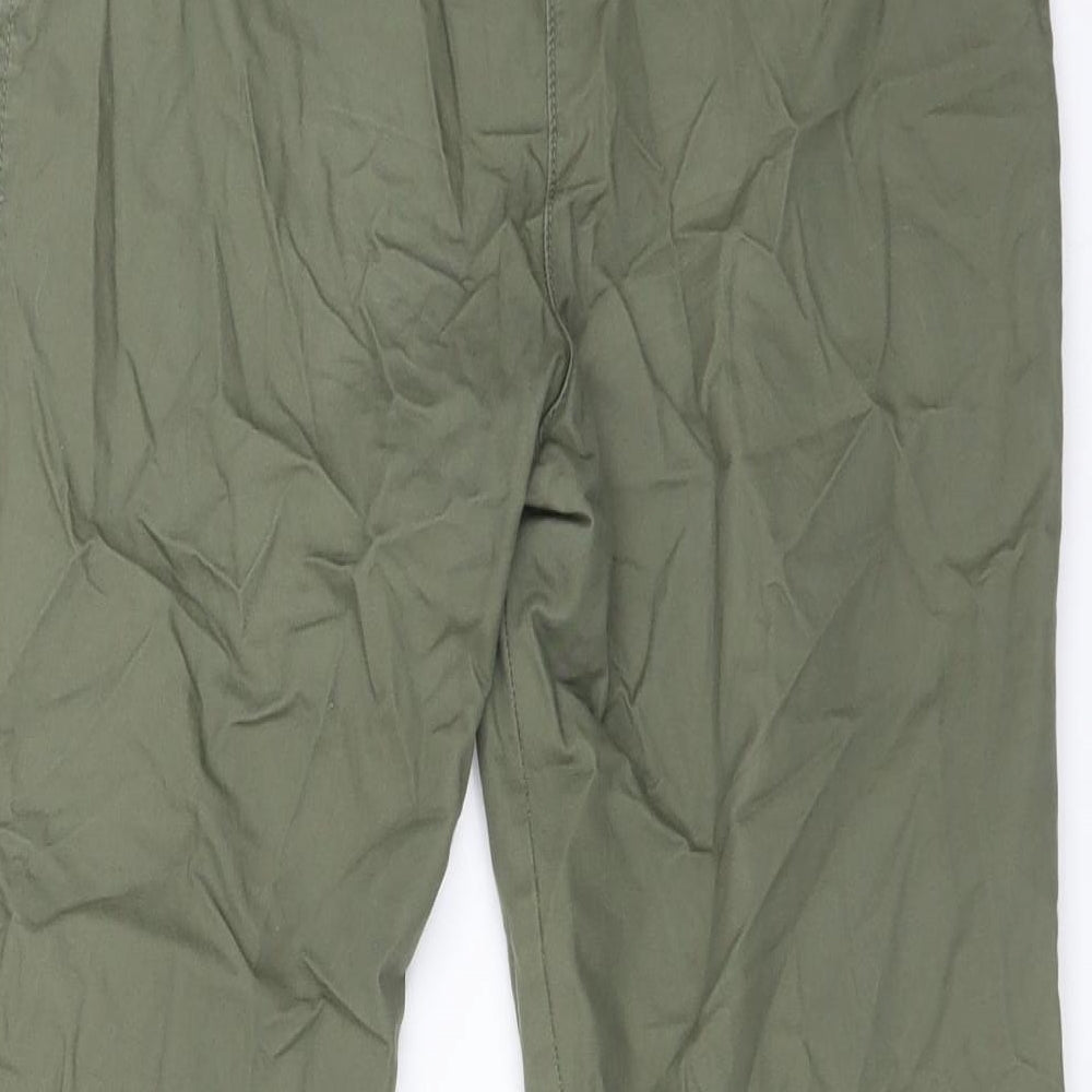 H&M Womens Green  Cotton Chino Trousers Size 4 L28 in Regular