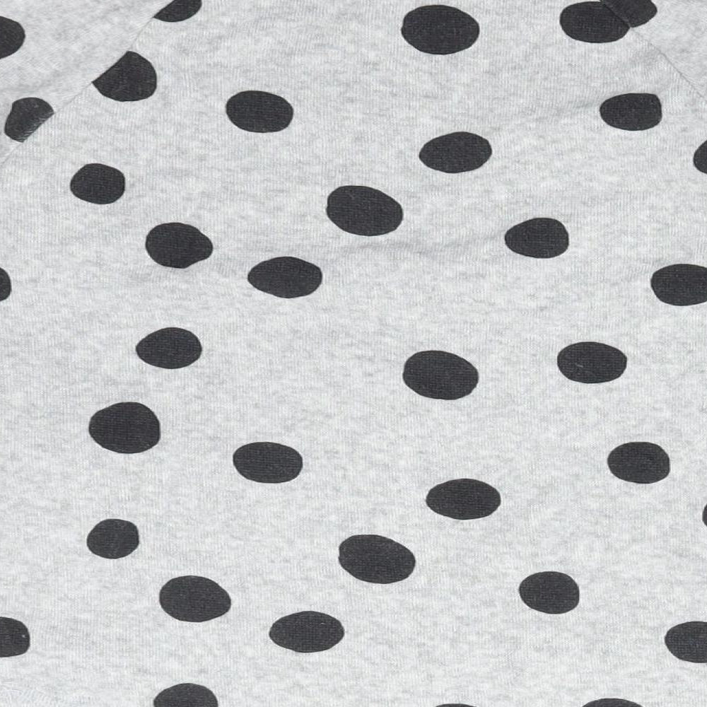 H&M Girls Grey Polka Dot Cotton Basic T-Shirt Size 5-6 Years Round Neck
