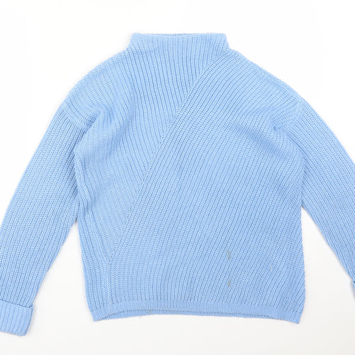 Dorothy Perkins Womens Blue Mock Neck  Acrylic Pullover Jumper Size 8