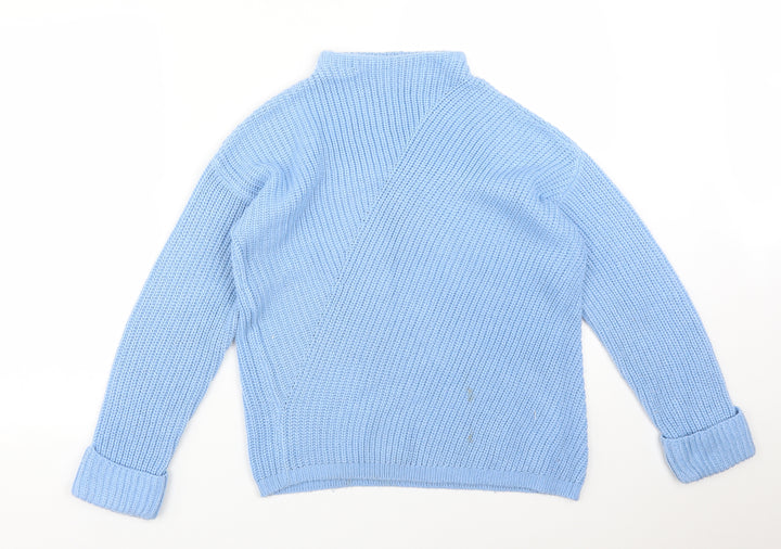 Dorothy Perkins Womens Blue Mock Neck  Acrylic Pullover Jumper Size 8