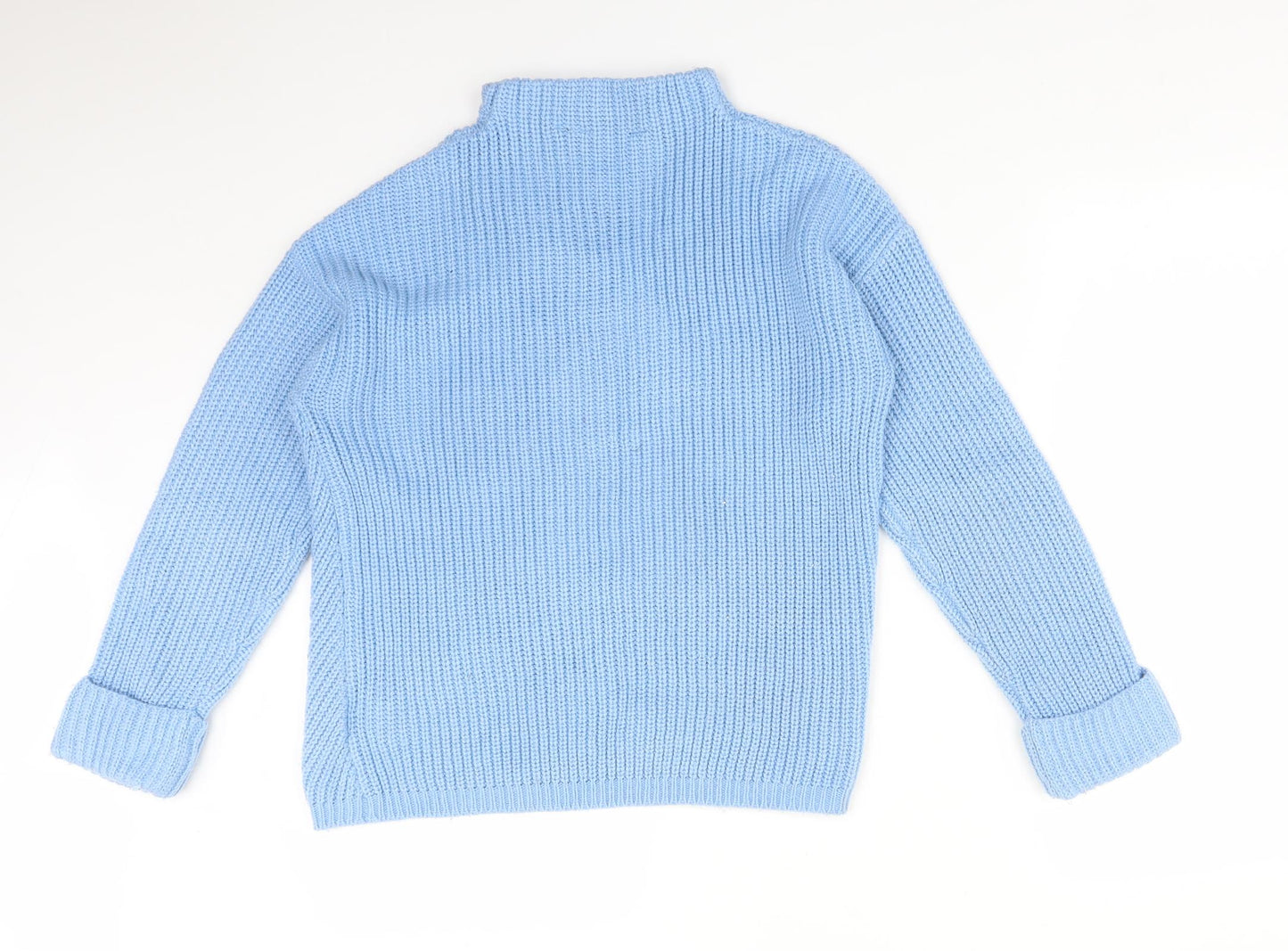 Dorothy Perkins Womens Blue Mock Neck  Acrylic Pullover Jumper Size 8