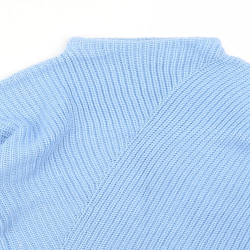 Dorothy Perkins Womens Blue Mock Neck  Acrylic Pullover Jumper Size 8