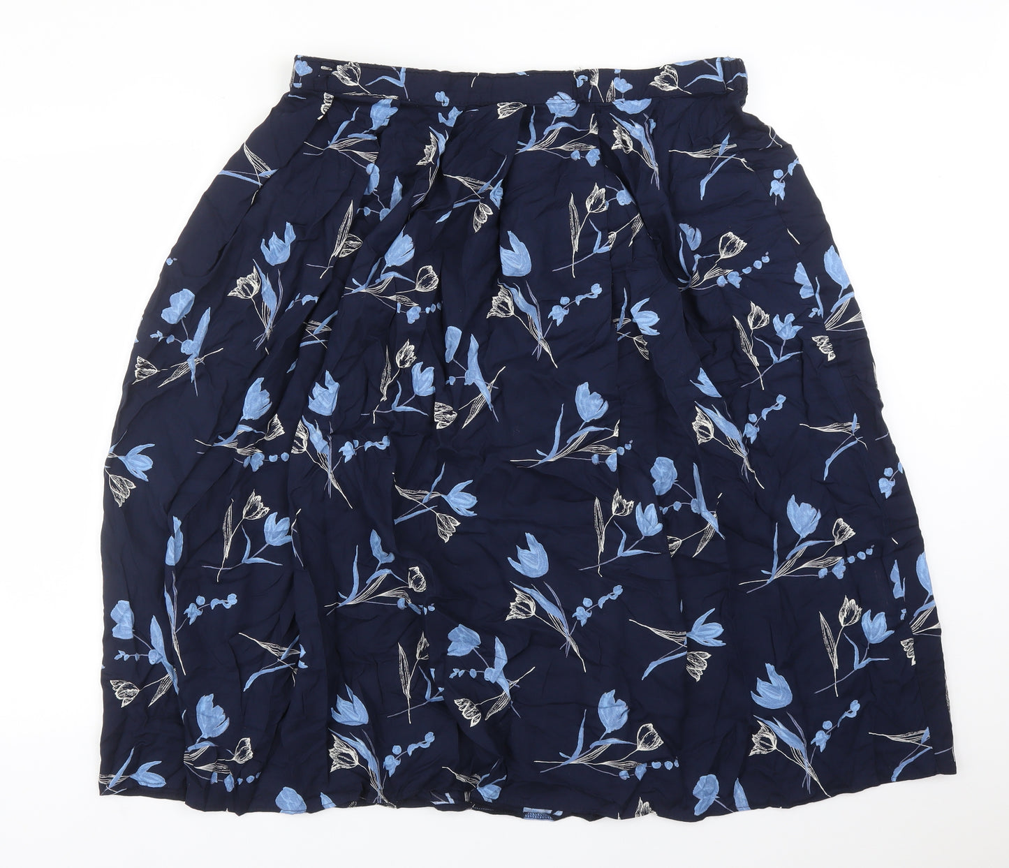 Preworn Womens Blue Floral Viscose A-Line Skirt Size 22