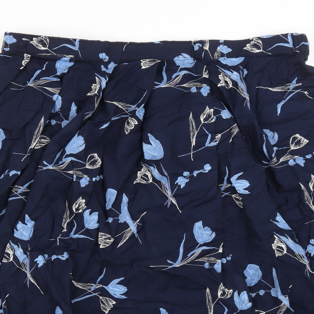 Preworn Womens Blue Floral Viscose A-Line Skirt Size 22