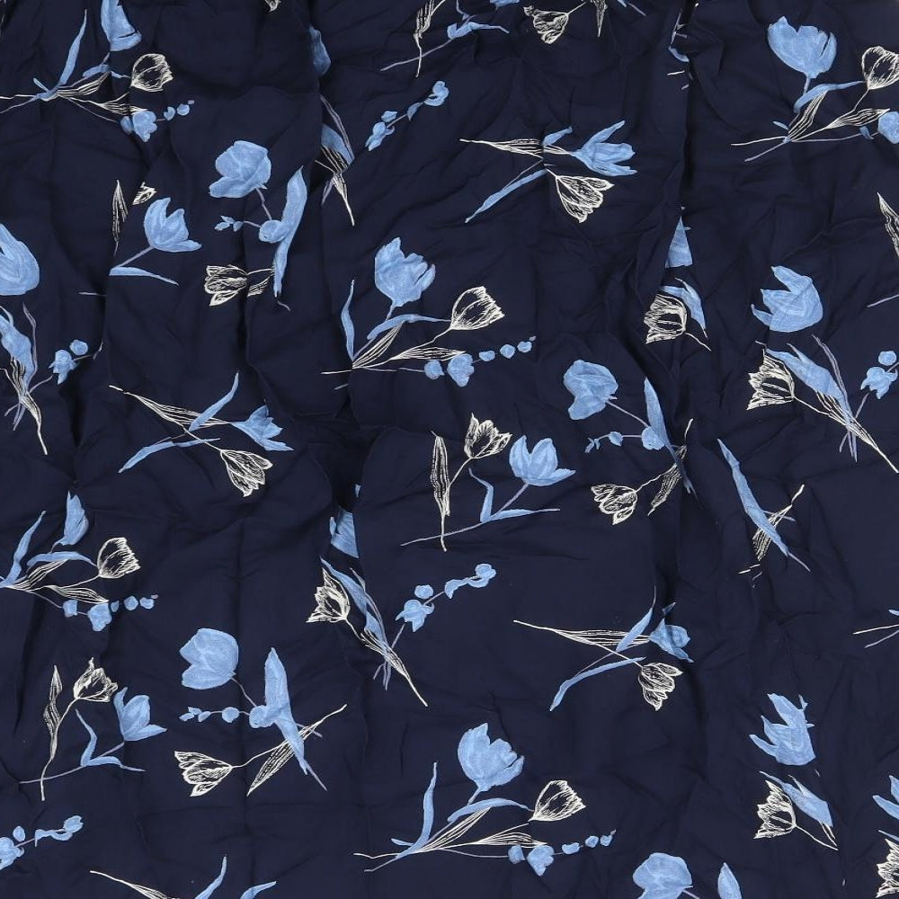 Preworn Womens Blue Floral Viscose A-Line Skirt Size 22