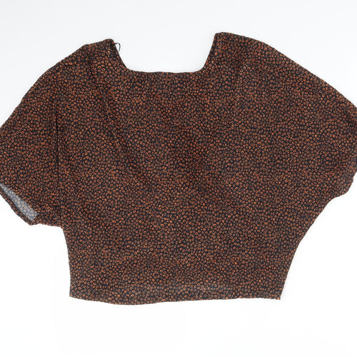 M&S Womens Multicoloured Animal Print Polyester Basic T-Shirt Size 14 V-Neck