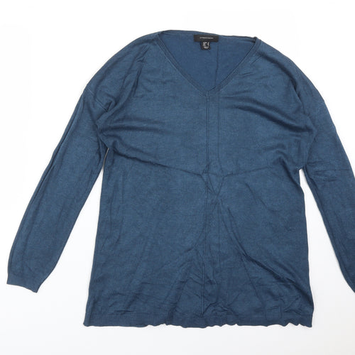 Atmosphere Womens Blue  Viscose Basic T-Shirt Size 10 V-Neck