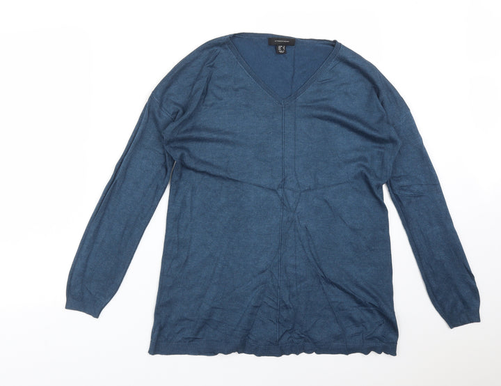 Atmosphere Womens Blue  Viscose Basic T-Shirt Size 10 V-Neck