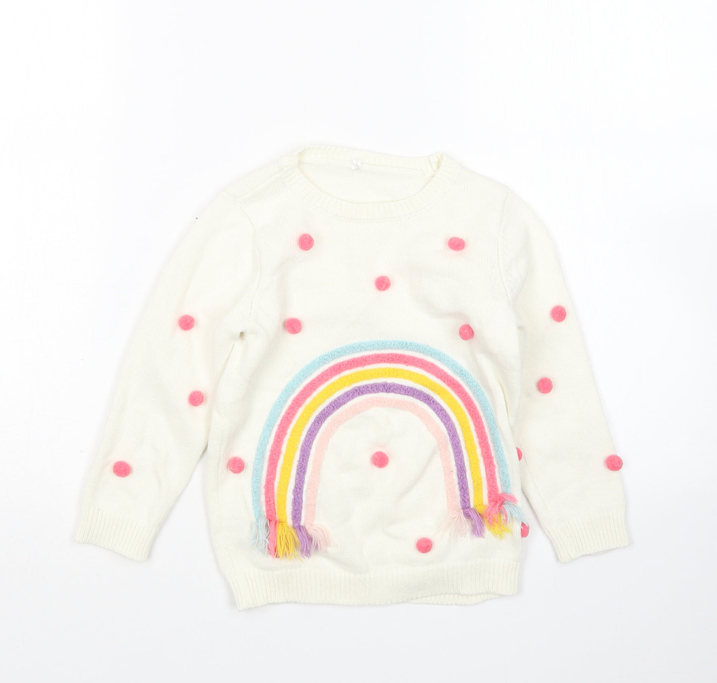 George Girls Multicoloured Round Neck Polka Dot Cotton Pullover Jumper Size 3-4 Years