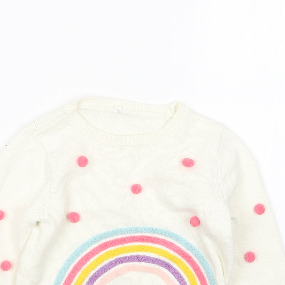 George Girls Multicoloured Round Neck Polka Dot Cotton Pullover Jumper Size 3-4 Years