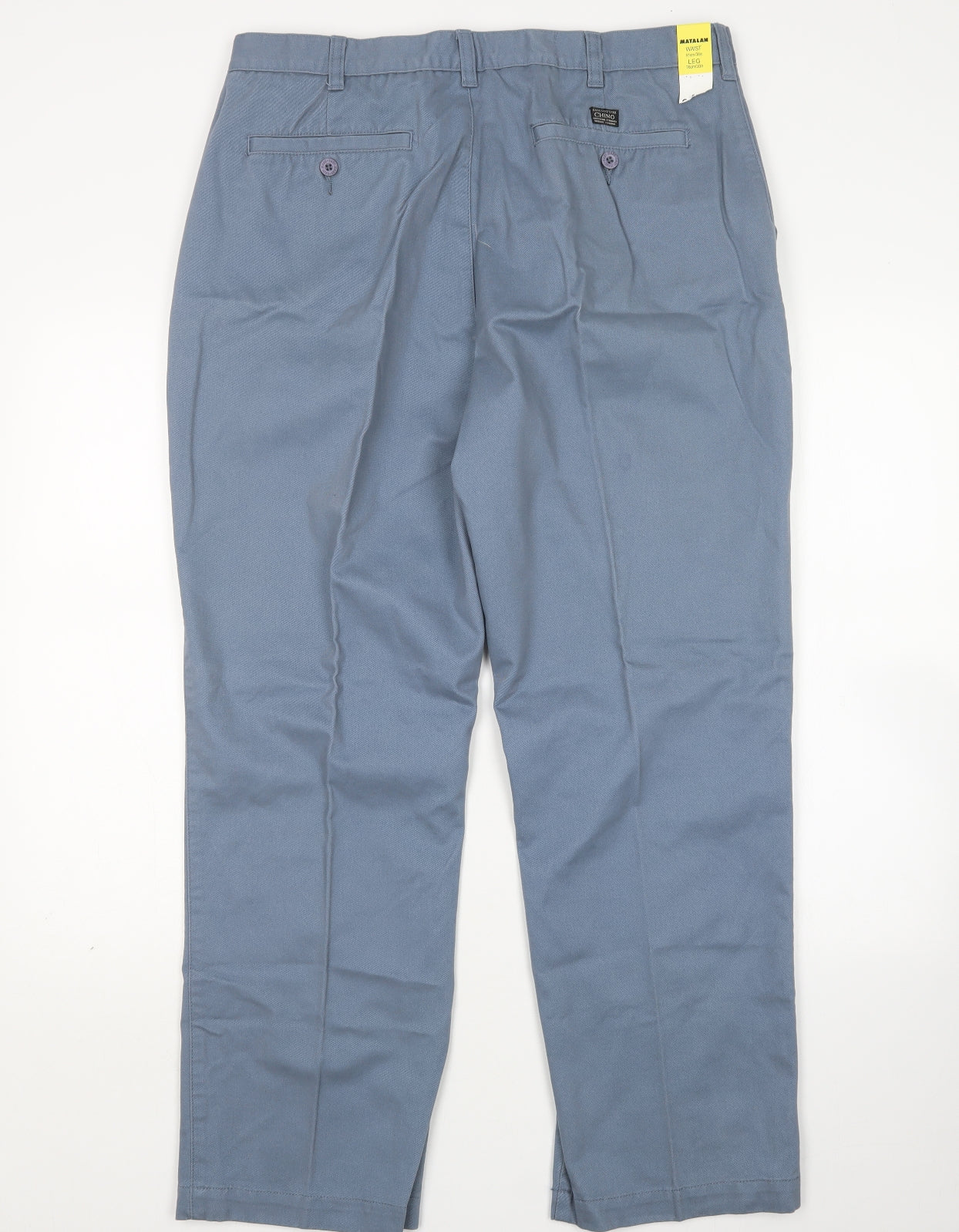 Matalan Mens Blue  Cotton Chino Trousers Size 36 L30 in Regular