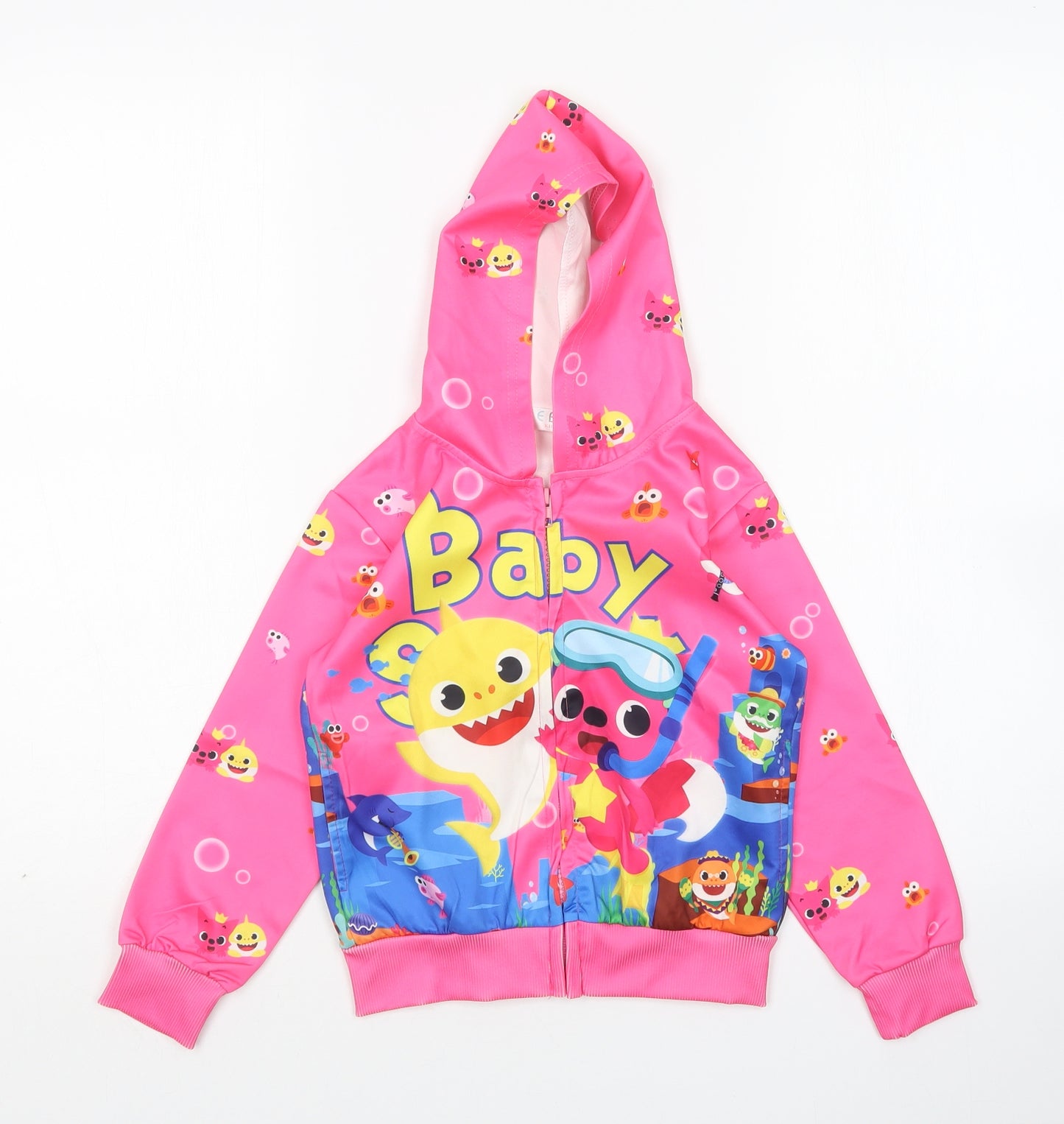 E Bei K Girls Multicoloured Animal Print Polyester Full Zip Hoodie Size 5 Years   - Baby Shark