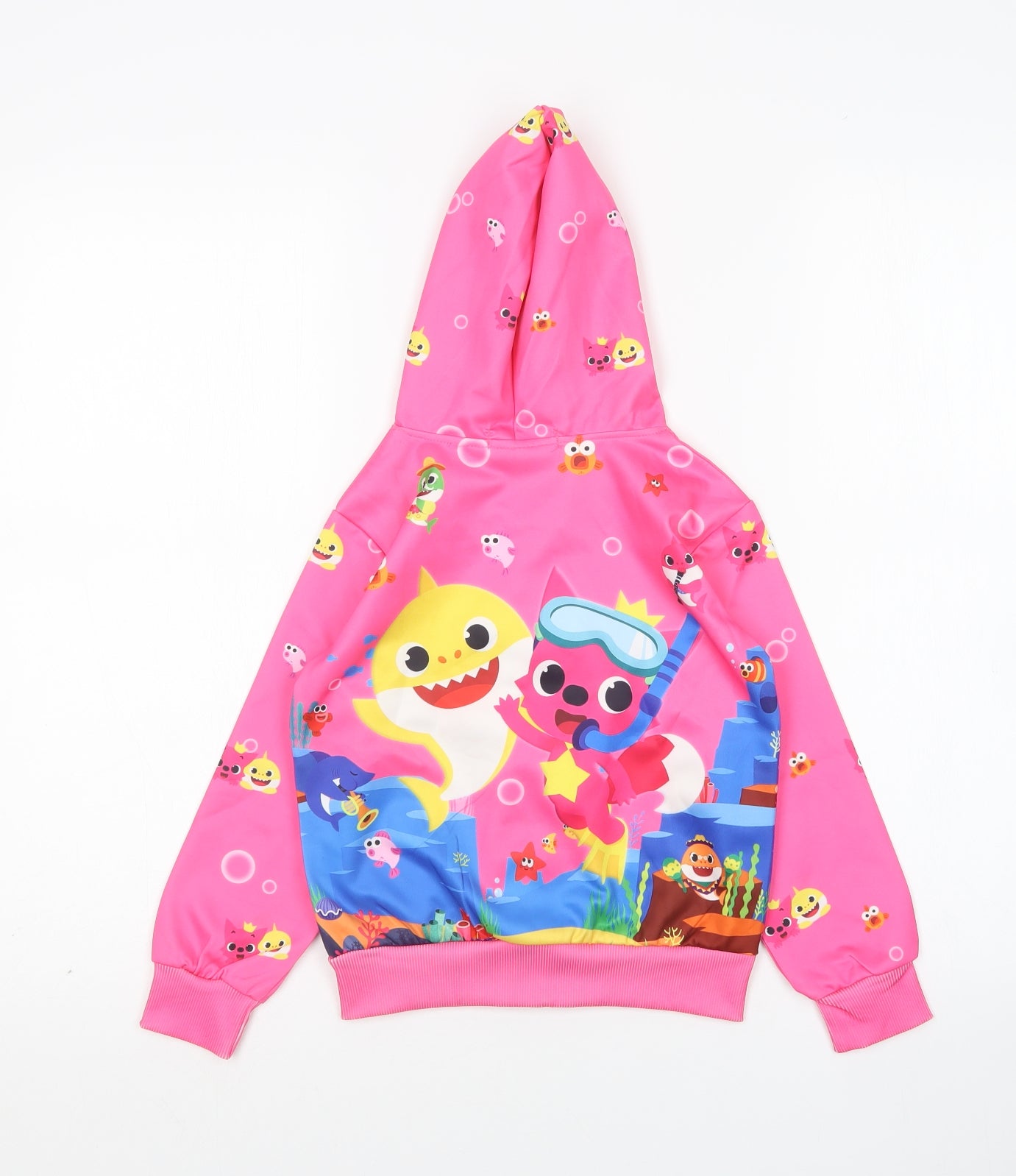 E Bei K Girls Multicoloured Animal Print Polyester Full Zip Hoodie Size 5 Years   - Baby Shark