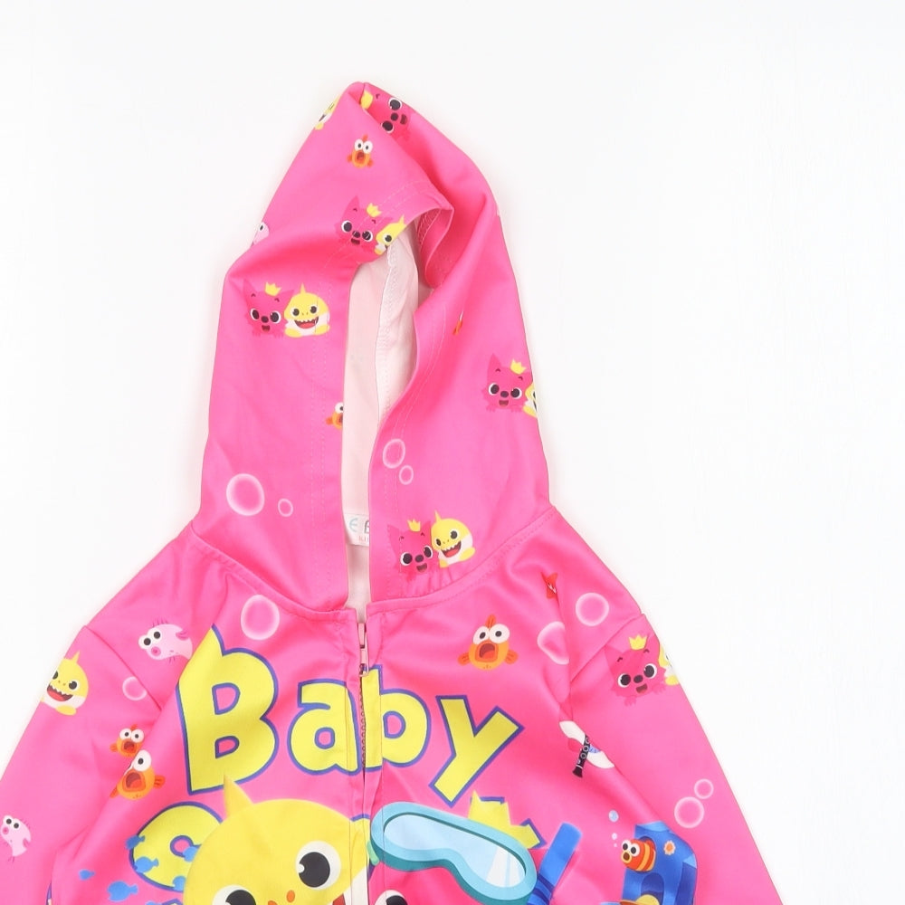 E Bei K Girls Multicoloured Animal Print Polyester Full Zip Hoodie Size 5 Years   - Baby Shark