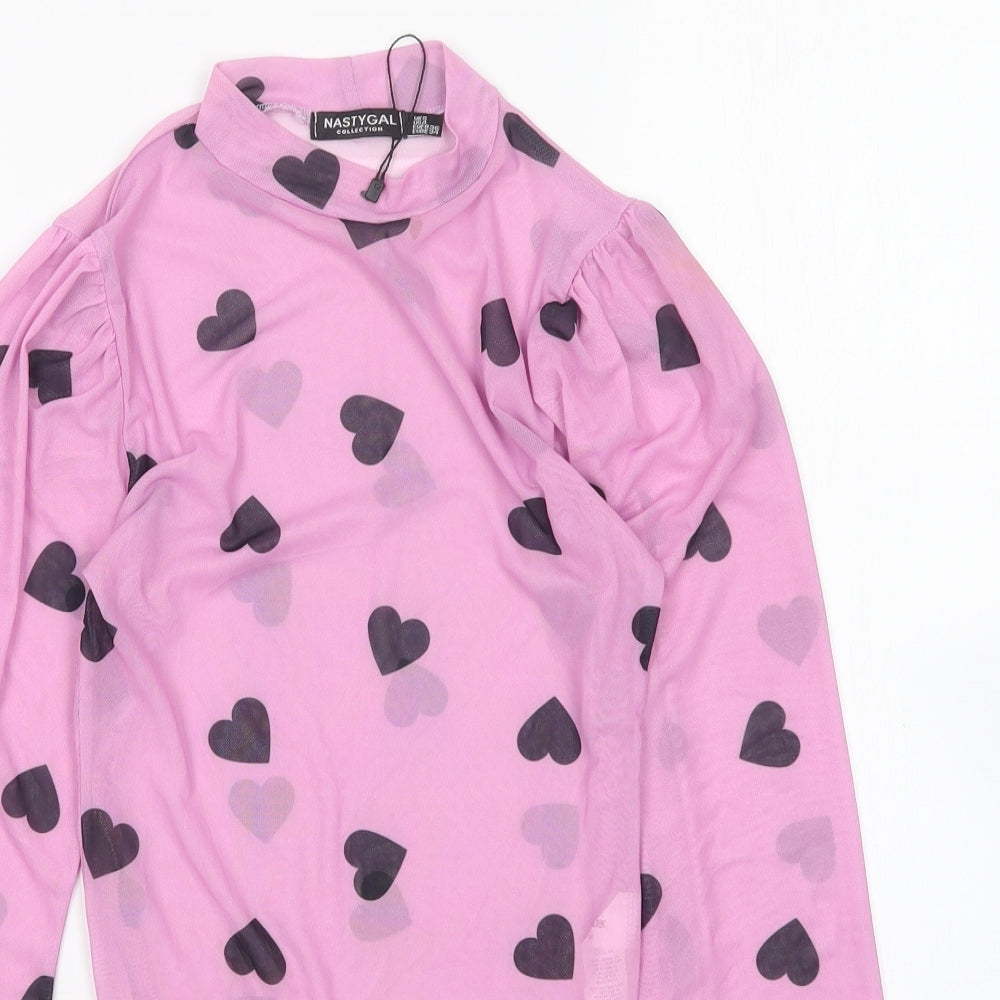 nastygal Womens Multicoloured Polka Dot Polyester Bodysuit One-Piece Size 8