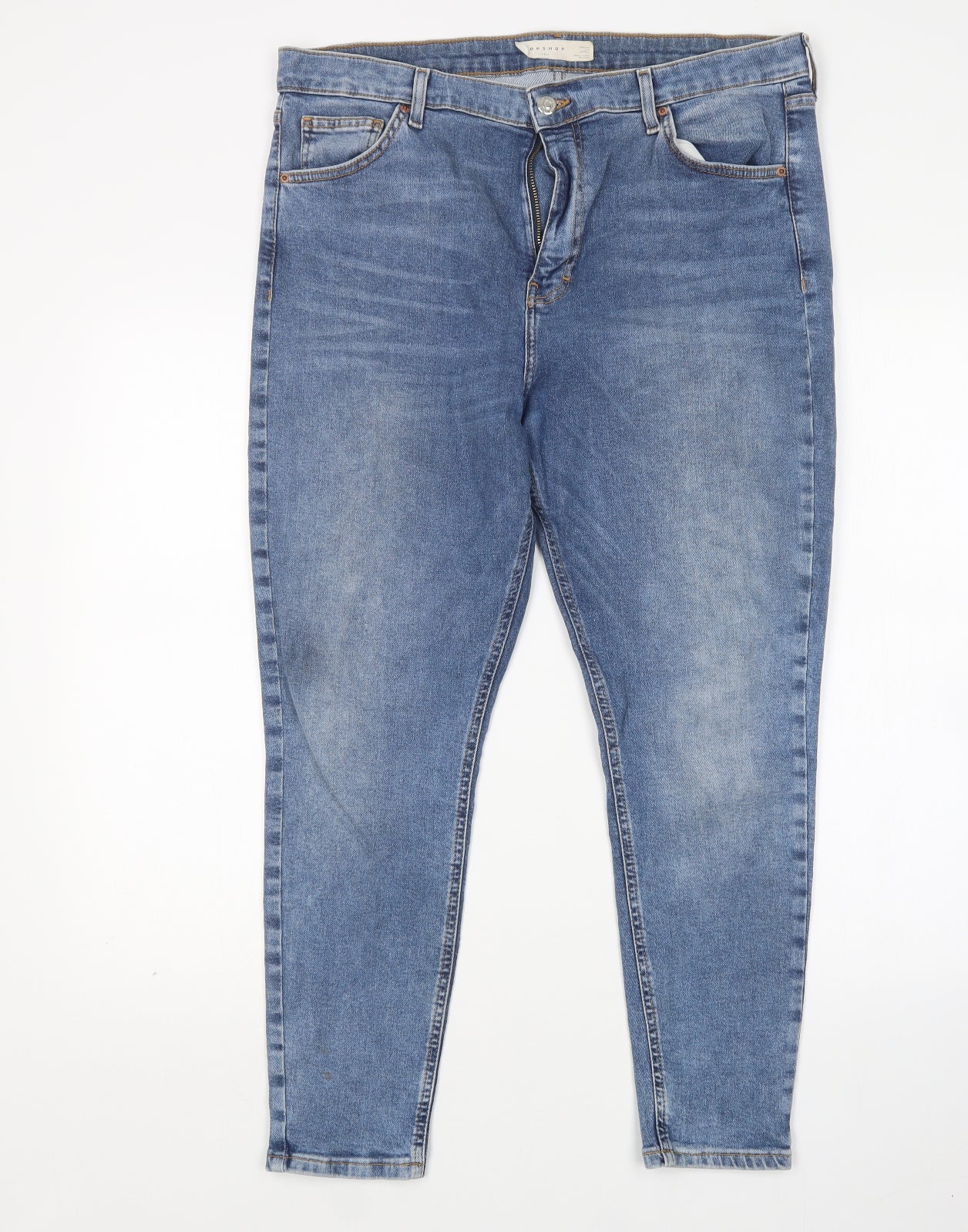Topshop Womens Blue  Cotton Skinny Jeans Size 36 in L26 in Regular