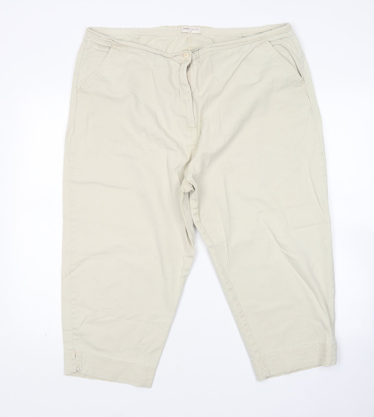 Bonmarche Womens Beige   Pedal Pusher Trousers Size 22 L20 in Regular