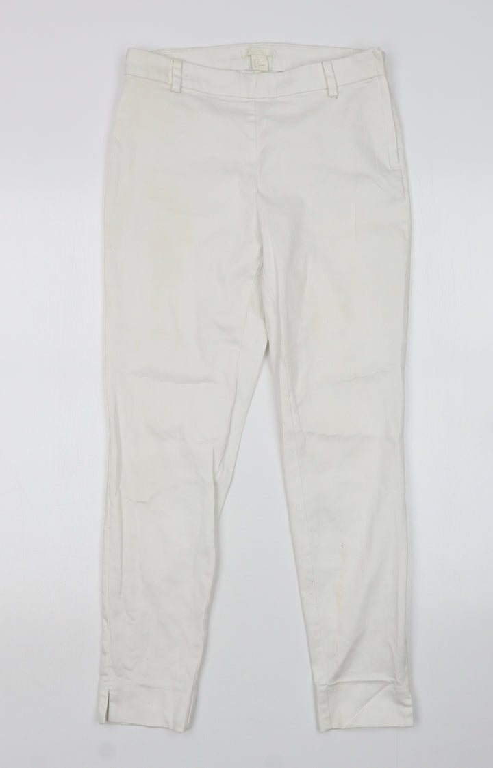 H&M Womens White  Cotton Skinny Jeans Size 8 L26 in Regular