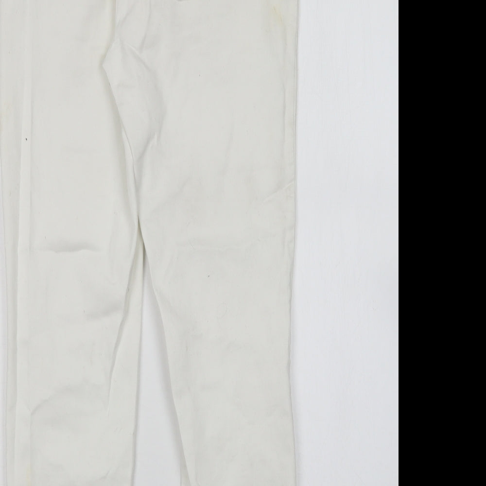 H&M Womens White  Cotton Skinny Jeans Size 8 L26 in Regular