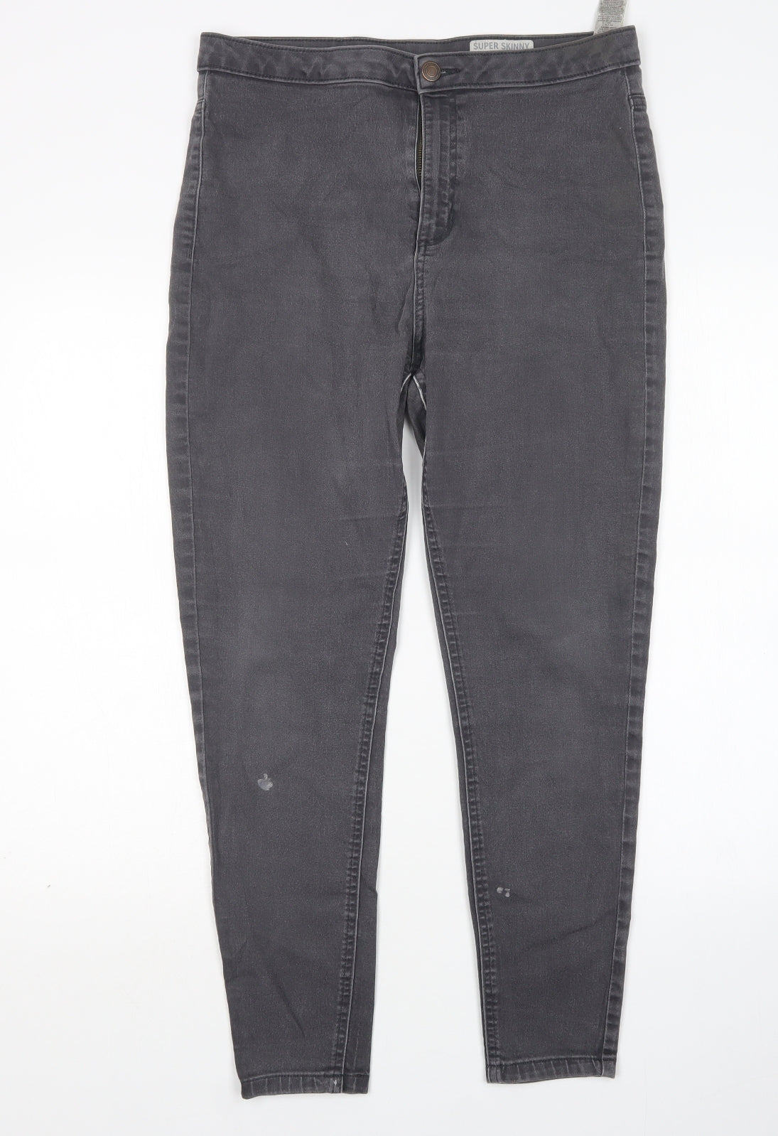 M&S Womens Grey  Cotton Skinny Jeans Size 16 L27 in Regular