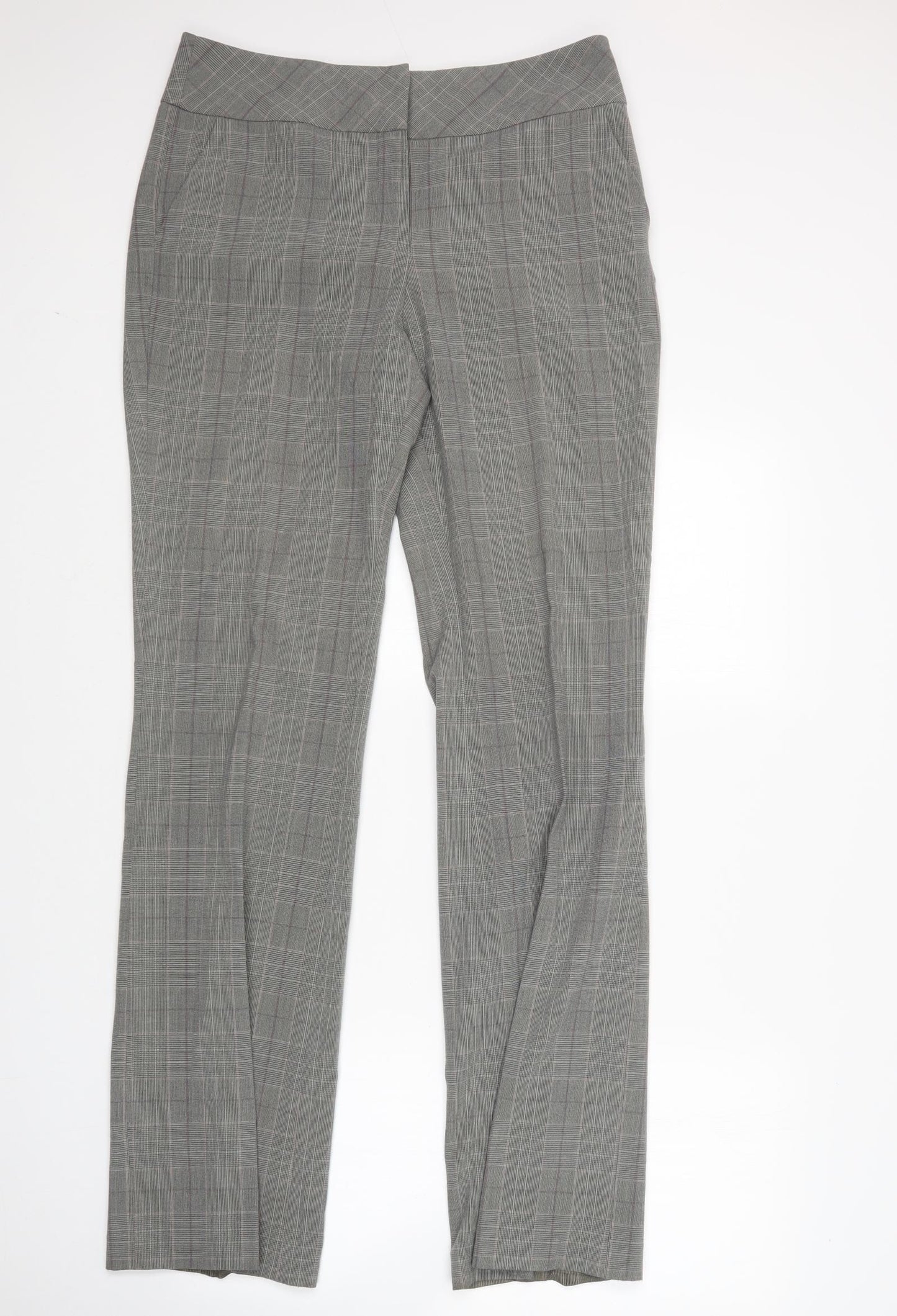 NEXT Womens Multicoloured Houndstooth Polyester Trousers  Size 12 L34 in Regular