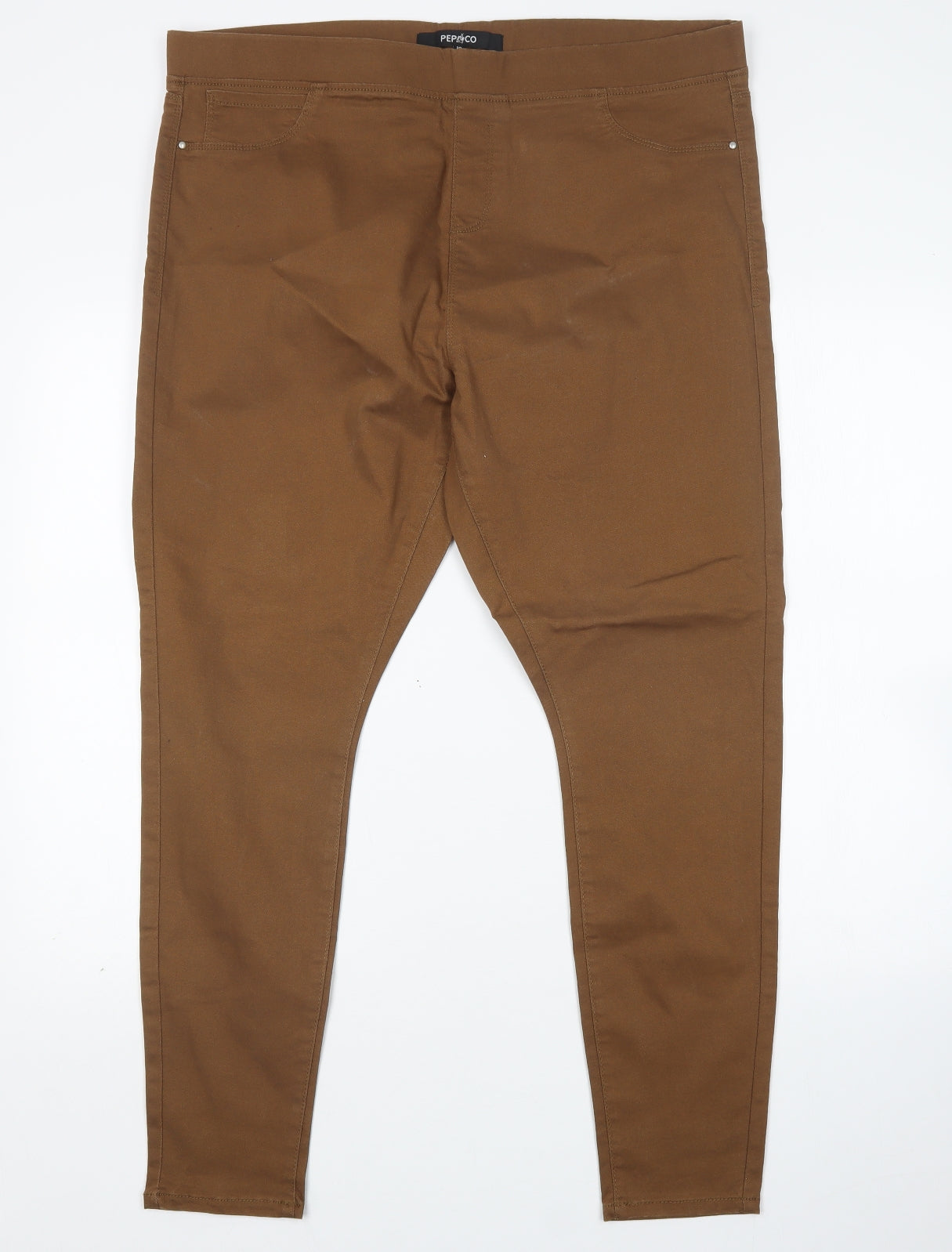 Pep&Co Womens Brown  Cotton Jegging Jeans Size 18 L29 in Regular