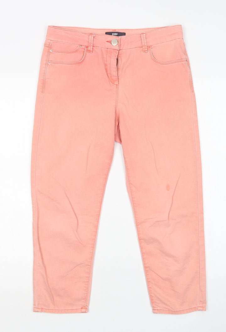 M7s Womens Pink Cotton Cropped Jeans Size 12 L23 in Regular