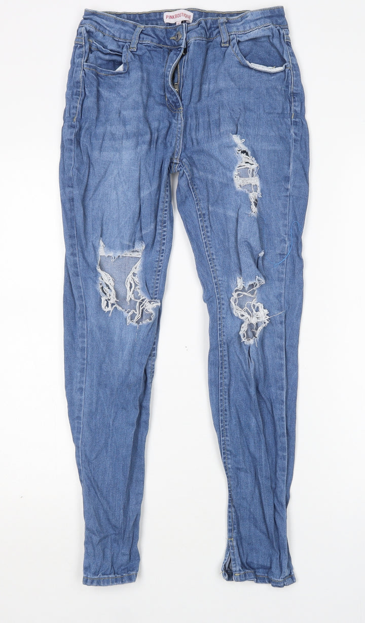 Pink Boutique Womens Blue Cotton Skinny Jeans Size 10 L28 in Regular