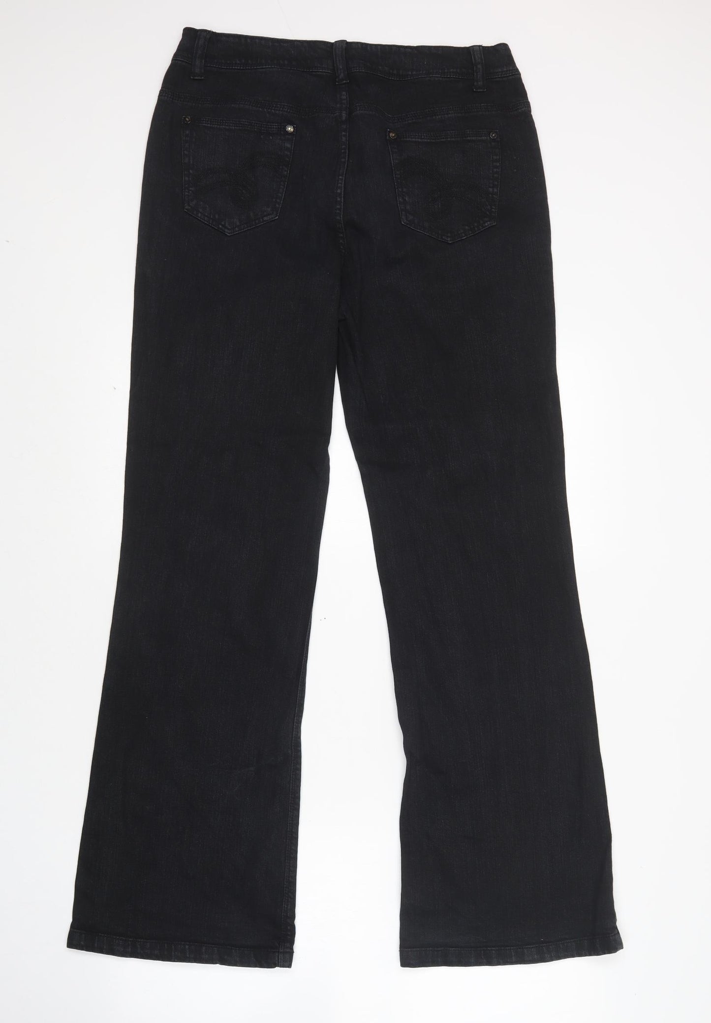 Hula Womens Black  Cotton Bootcut Jeans Size 14 L32 in Regular