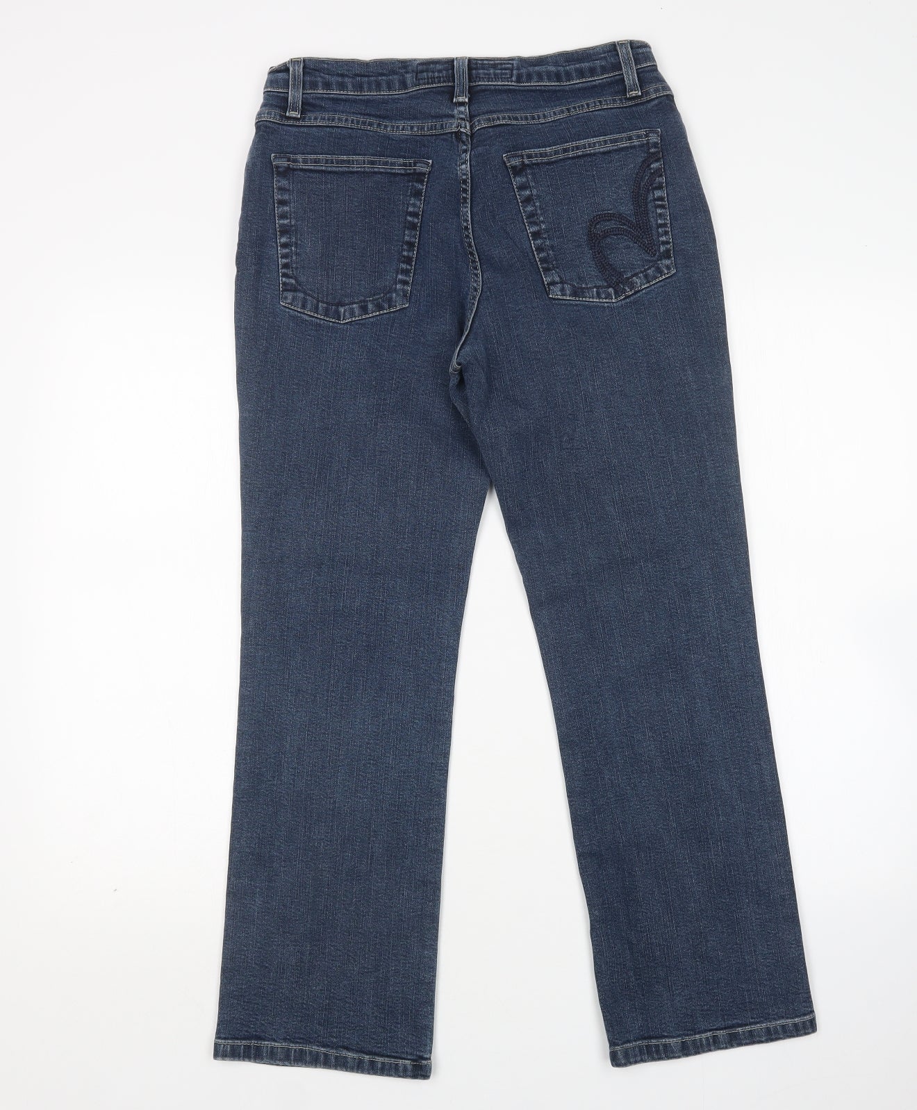 Per Una Womens Blue  Cotton Straight Jeans Size 14 L28 in Regular