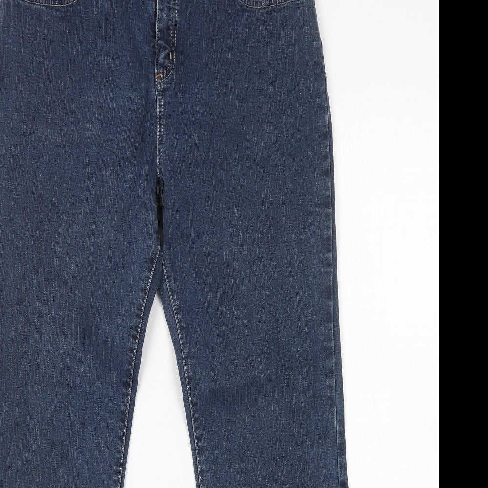 Per Una Womens Blue  Cotton Straight Jeans Size 14 L28 in Regular
