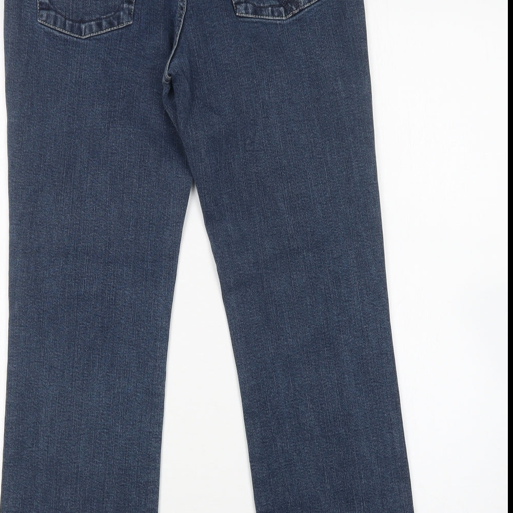 Per Una Womens Blue  Cotton Straight Jeans Size 14 L28 in Regular