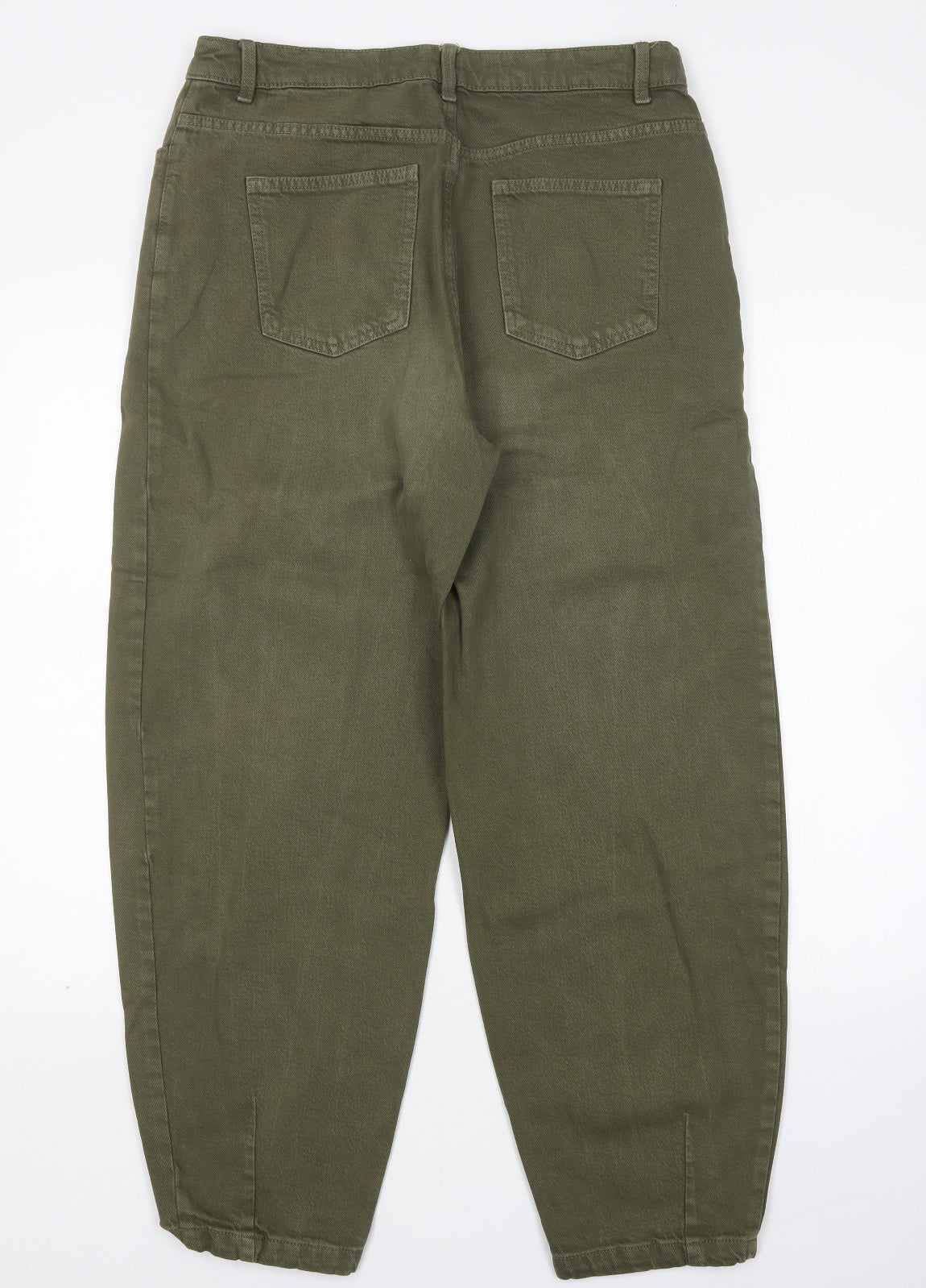 M&S Womens Green  Cotton Wide-Leg Jeans Size 14 L28 in Regular