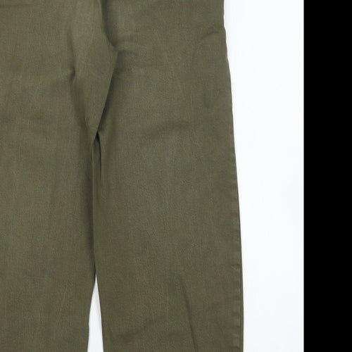 M&S Womens Green  Cotton Wide-Leg Jeans Size 14 L28 in Regular